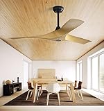 ReLa Mall 52'' Ceiling Fan No Lights with Remote Control, Wood Ceiling Fans Noiseless Reversible DC