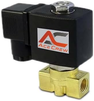AceCrew Brass Solenoid Valve Viton 3/8 inch NPT, 12VDC Normally Closed - flow control valve for fluid, gas, air