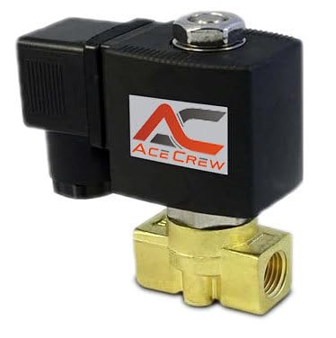 AceCrew Electromagnetic Brass Solenoid Valve 3/8 inch NPT 110VAC, 120VAC Normally Closed - flow control valve for gas, air & fluid