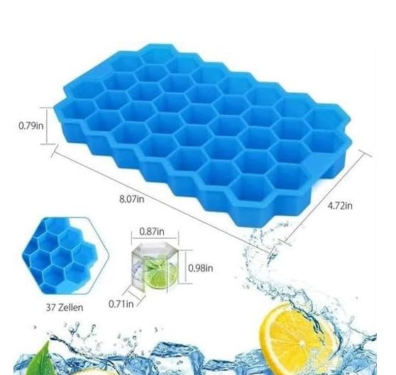 Image of Silicone Ice Cube Tray with Honeycomb Shape, 37 Cavities, Flexible and Reusable, Blue