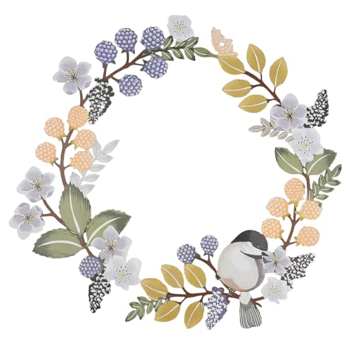 YunBey Decoración de Pared Metal Guirnalda Decorativas con Pájaro Adornos Pared Metalicos para Decoración de Puerta Hogar Jardín Oficina 30x30cm