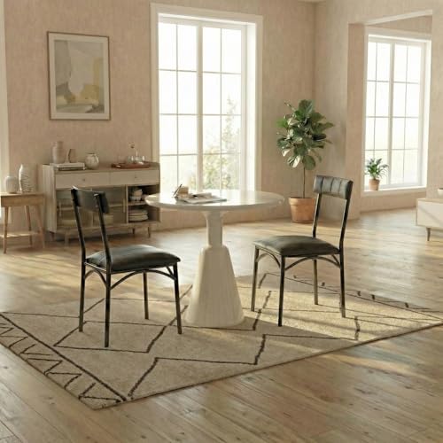 Image of Garvee Dining Chairs Set of 2, Comfy Dining Room Chairs with Padded Seat and Backrest, Upholstered Kitchen Chairs with Metal Legs for Kitchen and Dining Room