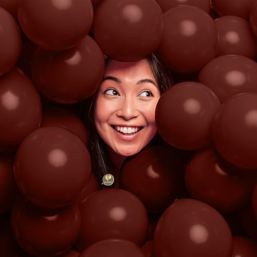 Image of AFTERLOON Natural Rubber Latex Mini Balloons 50 pcs Chestnut Brown 5 Inch, Plastic-Free Alternative Matte Color Durable Thickened Extra Strong Helium Float, Baby Shower Garland Arch Wedding Decor