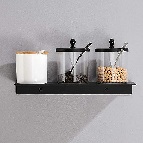 Danpoo Metal Wall Shelf, Black Floating Shelf, Small Bathroom Shelf, 12" Display Shelves For Wall Storage, Aluminum, Wall Mounted #TOP5