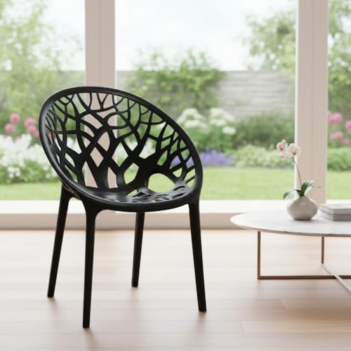 Image of SkyGlamour Neelkamal Crystal Plastic Chair|Chairs for Home, Garden, Balcony & Patio Durable Indoor &Outdoor (Color: Black; Pack of 1