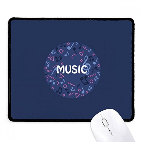 Mousepad antideslizante redondo con nota musical azul oscuro de lona resistente y cosida