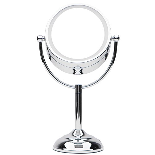 Mirrorvana Motion Sensor LED Lighted Makeup Mirror, 5x/1x Magnifying, 9" x 8" Reflection, 16" Height