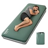 Elegear Air & Foam Camping Mattress, CumbreX™ 4' Ultra-Thick Memory Foam Self-Inflating Sleeping Pad with Air Pump, Compact R-Value 9.5 4-Season Camp Mat for Travel Outdoor - Single Army Green