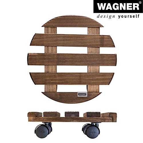 Wagner Pflanzenroller Country Ø 30 x 8 cm I Blumenroller für Innenbereich I Rutschsicheres Rollbrett I Kübelroller aus FSC® Massivholz, palisander I Tragkraft 100 kg I Made in EU - 20018301