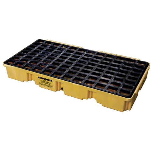 Eagle 2 Drum Spill Containment Pallet with Drain, Forklift Pockets, Yellow