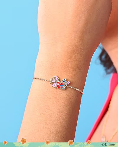 Disney Womens Stitch and Angel Heart Lariat Bracelet - 18kt Flash Plated Adjustable Stitch Bracelet Officially Licensed2