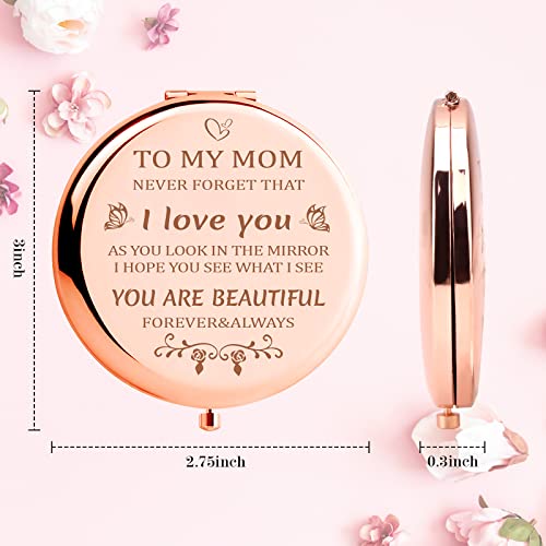 Gifts For Mom From Daughter,Son,Husband-Mothers Day Mom Gifts,Gifts For Mom,Mom Gifts For Her,Mom Gifts From Daughter,Mom Birthday Gifts,Birthday Gifts For Mom-I Love You Mom Rose Gold Compact Mirror #TOP3