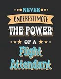  Never Underestimate the Power of a Flight Attendant: Journal with Lined Blank Pages (8.5x11 inches / 120 pages)  Mate Cover