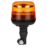 LED Global 48 LEDs Rundumleuchte 12V 24V – LED Warnleuchte Orange mit Aufsteckmast – ECE R65 R10 Straßenzulassung, IP-geschützt, für Traktor LKW Bagger Landmaschinen, StVZO-konform