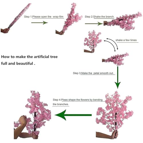 Árbol de cerezo artificial rosa de 2x1.5m con ramas flexibles 5