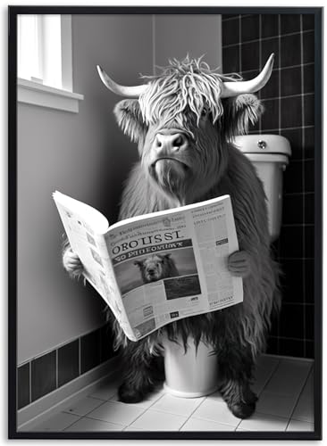 4er Set Badezimmer Bilder - Lustige Tiere In Schwarz-Weiß Deko