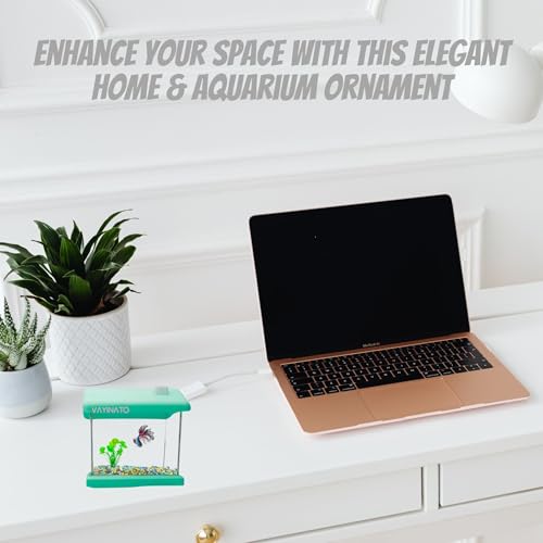 Image of VAYINATO Transparent Acyrlic Betta Fish Tank with Mini Plastic Plants - Random Color (Home Model) Easy to Clean and Maintain | Mini Portable Betta Fish Tank (Maximum 500ML Capacity)