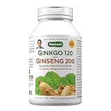ANDREW LESSMAN Ginkgo 120 Plus Ginseng 200mg - 180 Capsules - Standardized Extract Blend to Support Brain, Memory and Cognitive Function. Adaptogen, Combats Stress and Fatigue. No Additives
