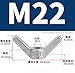 Nut Fasteners,Wing Nuts Aand Bolts,2 Pcs M6~M24 Stainless Steel Butterfly Parts Screws for Industrial Machines and Systems Electronic Devices(M22)