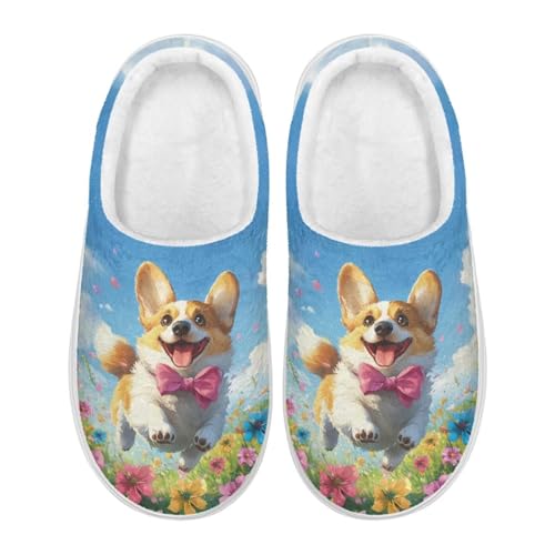 Xoenoiee Slippers for Women, Warm Comfy House Slippers with Anti-Skid Rubber Sole for Men Indoor Outdoor Fuzzy House Shoes