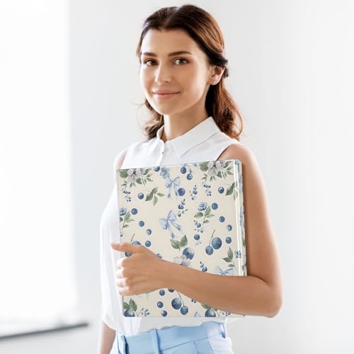 Image of Blueberry Blue Bow 3 Ring Binder with 2 Interior Pockets 1.5 inch Binders 3 Ring Heavy Duty Fit 8.5 inch x 11 inch Letter Size for Office School, 2 Pack