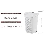 Wheeled Laundry Hamper with Handle for Easy Transport, White Plastic Clothes Hamper Basket with Lid - Image 3