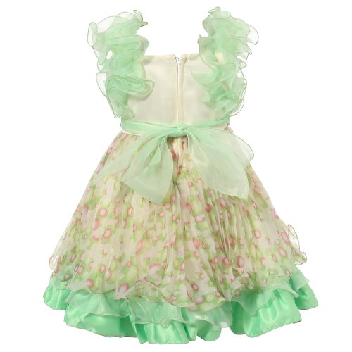 Richie House Girls' Chiffon Dress With Ruffles Rh1446-B-2/3 Green #TOP1