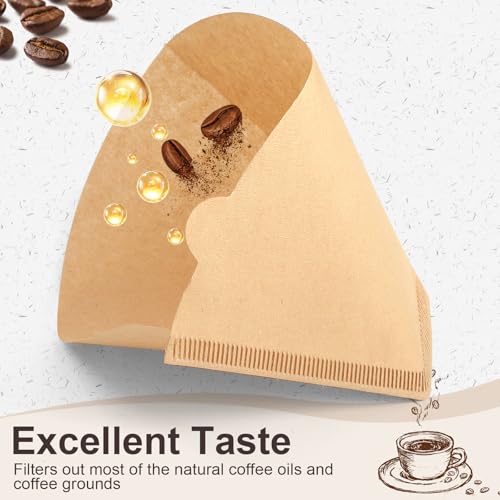 Image of 100 Count #4 Cone Coffee Filters 8-12 Cup Compatible with Ninja Maker | Unbleached, Disposable, Natural Wood Pulp Coffee Filters Compatible with Ninja, Pour Over and Drip Coffee Maker