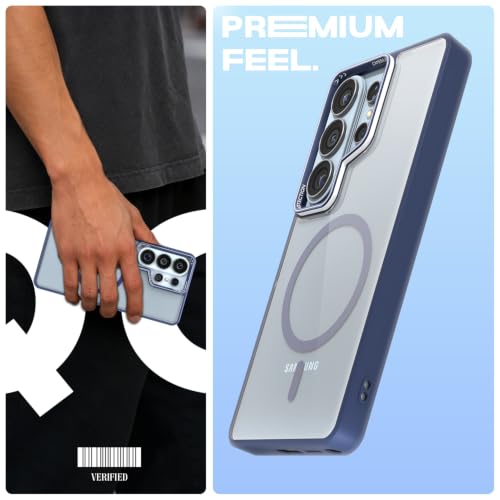 Image of Pikkme Back Cover for Samsung S26 Ultra 5G | Shockproof | Mag-Safe Compatible | Hard Transparent Back | Premium Raised Camera Protection | Bumper Case (Blue Mag-Safe)