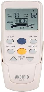 Anderic Replacement FAN-9T with Fan Timer Key Thermostatic Remote Control for Hampton Bay Ceiling Fans - FAN9T (FCC ID: L3HFAN9T, PN: FAN9T)