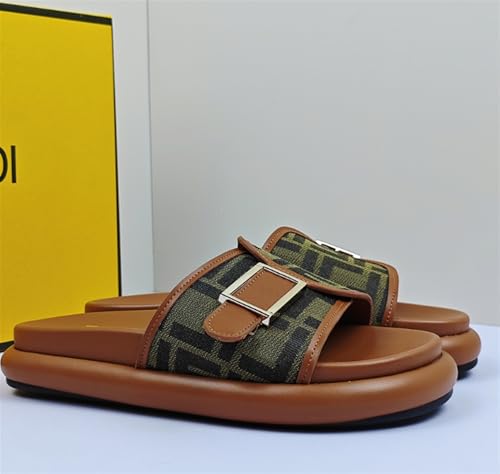 Women's Metal Buckle Casual Beach Sandals Comfort Slide Sandals Fashion Strap Leather Flat Sandals2