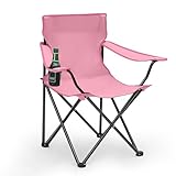 Sunula Leichter Klappstuhl Outdoor mit Getränkehalter & Tragetasche, Stabiler Anglersessel Klappbar, Praktischer Campingstuhl Ideal für Angeln Camping Picknick Rosa