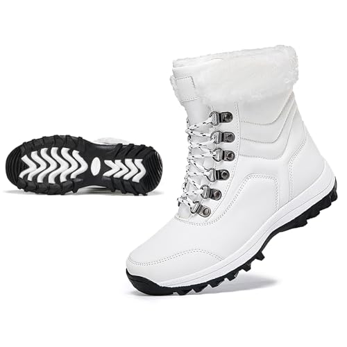 LETCLOCOM Winter Snow Boots Women Warm Fur Lined Snow Boots Anti-Slip Hiking Boots Insulated Outdoor Waterproof Boots for Walking Work