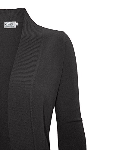 Image of Cielo Women's Solid Basic Open Front Pockets Knit Sweater Cardigan