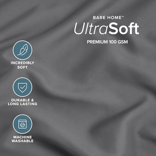 Image of Bare Home Microfiber Pillow Cases - Standard Size Set of 2 - Cooling Pillowcases - Double Brushed - Easy Care - Envelope Closure (Standard Pillowcase Set of 2, Grey)
