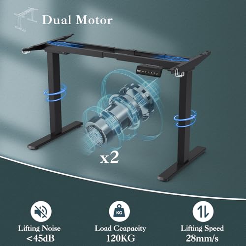 JUMMICO Dual-Motor Tischgestell Höhenverstellbar mit 3 Speicherhöhen – Ansicht 3
