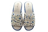 DeValverde - Zapatilla de IR por casa Destalonada,cuña,Suela de Goma,Dedos Fuera,Antideslizante,Slipper,Corazones para: Mujer Color: AGUAMAR Talla:40