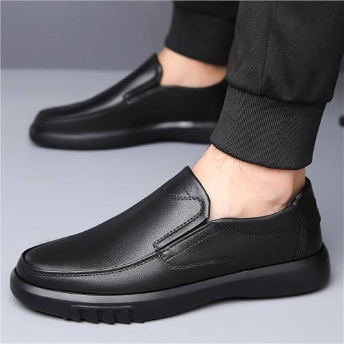 Men's Slip-On Soft Leather Business Shoes Spring Comfortable Anti-Slip Oxfords for Dad Casual Dress Shoes3