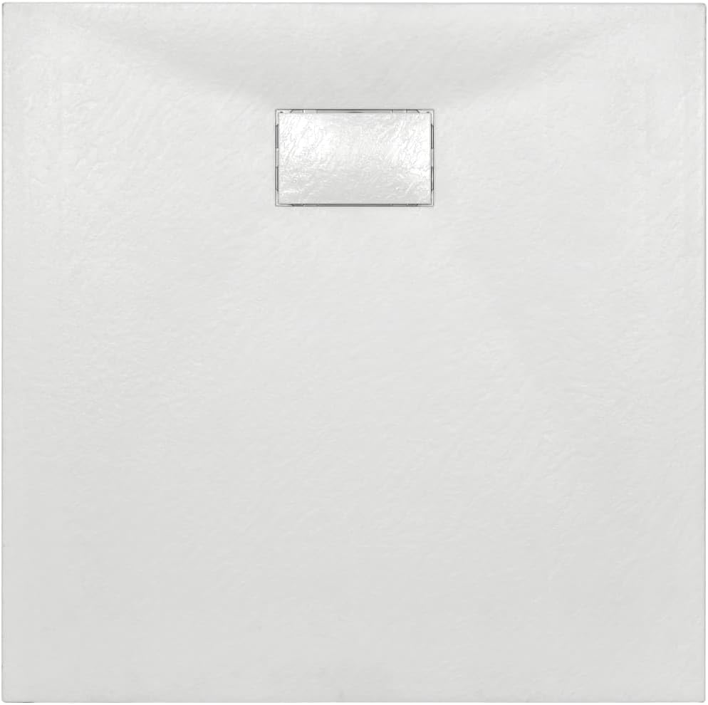 "vidaXL White SMC Shower Base Tray - Modern, Low-Profile Design - Reinforced with Resin, Fiberglass, and Stone Powder - Slate Stone Surface for Skid-Resistance"