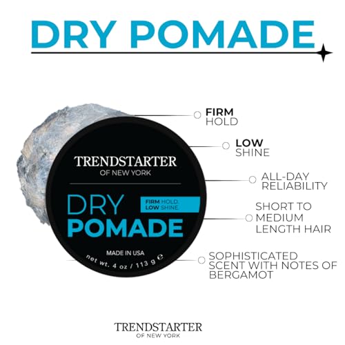 Image of TRENDSTARTER - DRY POMADE (4oz) - Firm Hold - Low Shine - Water-Based Gel Type Pomade - All-Day Hold Premium Hair Styling Products