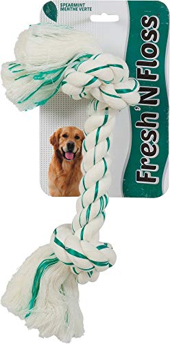 Booda Fresh N Floss 2 Knot Bone Rope Dog Toy, X-Large, Spearmint #TOP2