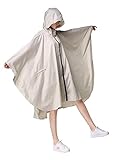 Womens Rain Poncho Stylish Polyester Waterproof Raincoat Free Size with Hood Zipper
