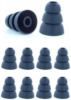 Earphones Plus EP-BLK-TRI-4B-L Tri level, Triple flange earphone cushions, replacement earbud tips, Large, Black