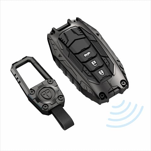 Image of STYLEOBJECT Transformer Series Waterproof Luxury Soft Silicone 3-Button Car Key Cover with Keychain for Toyota Fortuner, Hycross Innova | Premium Metal Protection Shell