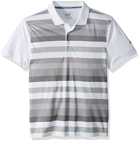 PUMA Boys' 576193 Turf Stripe Polo Shirt, Small, Pomegranate