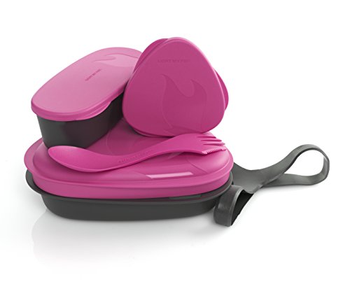 Light My Fire 6-Piece BPA-Free Lunch Kit with Plate, Bowl, Storage Boxes and Spork, Fuchsia
