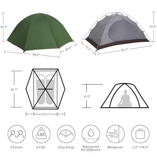 image for Naturehike 4 Season Tent,Waterproof 2 Person Backpacking Tent, Four Se