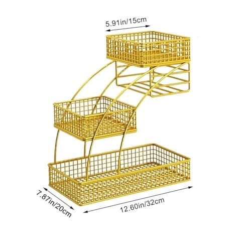 Soporte para cesta de frutas de hierro con tres niveles de diseño robusto 4