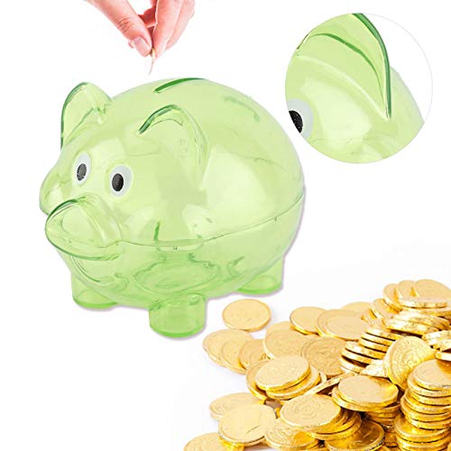 Cute Transparent Piggy Bank, Piggy Banks for Children Girl Kids Savings Bank Baby Boy Piggy Bank,Baby Savings Bank, Coins Bank, for Boys for Girls(Small Green)