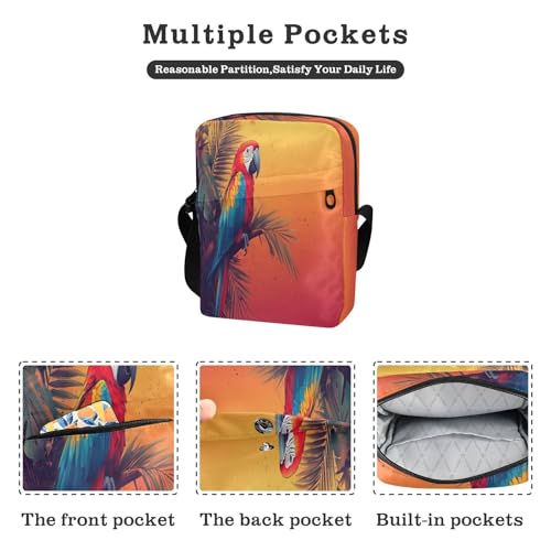 Stylized Tropical Macaw in F messenger bag crossbody cross body bag Womens Casual Purses Adjustable Strap for Travel business2